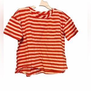 Old Navy Red and White Striped Kids Tee